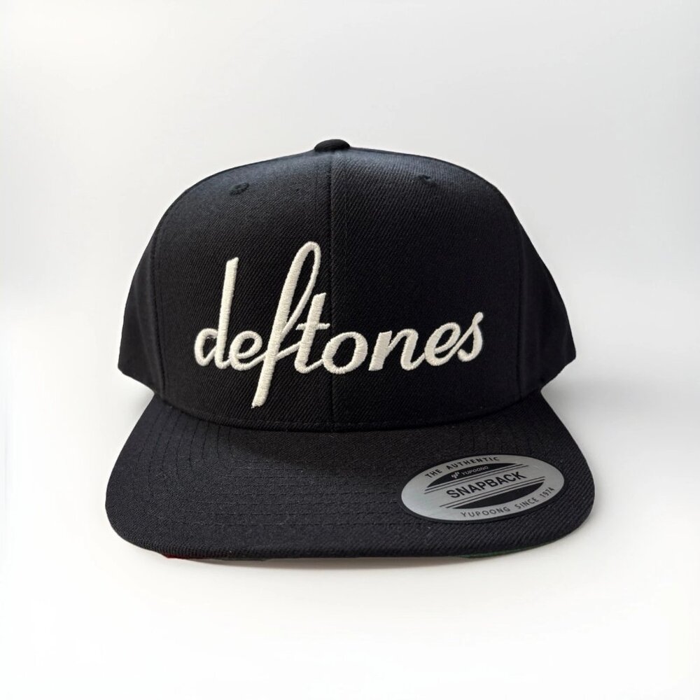 Deftones Embroidered Script Logo Snapback Hat Wool nu-metal alternative alt rock